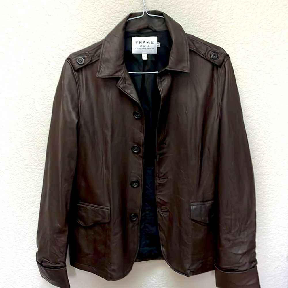 NWOT FRAME ATELIER SOFT LAMB MEN LEATHER JACKET | Small | CHOCOLATE BROWN